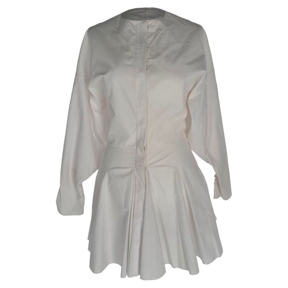 Alaïa Longsleeve A-Line Mini Dress in White Cotton